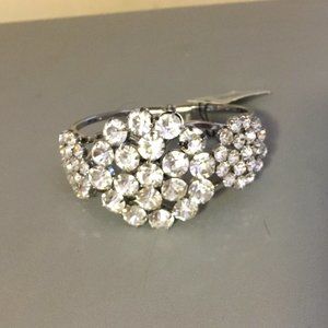 Talbots Silver Tone Clear Rhinestone Clamper Bracelet ORIG.$59.50